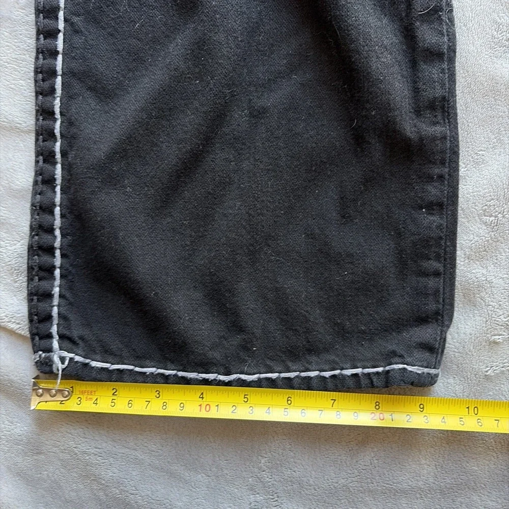 Men's True Religion Ricky Super T Straight Black Jeans US 40x33 Thick Stitch